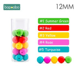 Bopoobo 12mm Silicone Beads 9mm 30pc Beads Food Grade Baby Teething Beads DIY Nursing Bracelet Silicone Tiny Rod Baby Teether