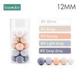 Bopoobo 12mm Silicone Beads 9mm 30pc Beads Food Grade Baby Teething Beads DIY Nursing Bracelet Silicone Tiny Rod Baby Teether