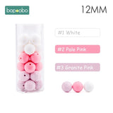Bopoobo 12mm Silicone Beads 9mm 30pc Beads Food Grade Baby Teething Beads DIY Nursing Bracelet Silicone Tiny Rod Baby Teether