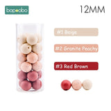 Bopoobo 12mm Silicone Beads 9mm 30pc Beads Food Grade Baby Teething Beads DIY Nursing Bracelet Silicone Tiny Rod Baby Teether