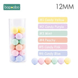 Bopoobo 12mm Silicone Beads 9mm 30pc Beads Food Grade Baby Teething Beads DIY Nursing Bracelet Silicone Tiny Rod Baby Teether