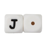 Joepada 12mm 10pcs Silicone Beads Letter Baby Teether Beads In sert Name on Pacifier Chain Clips Chewing Alphabet Beads Baby Toy