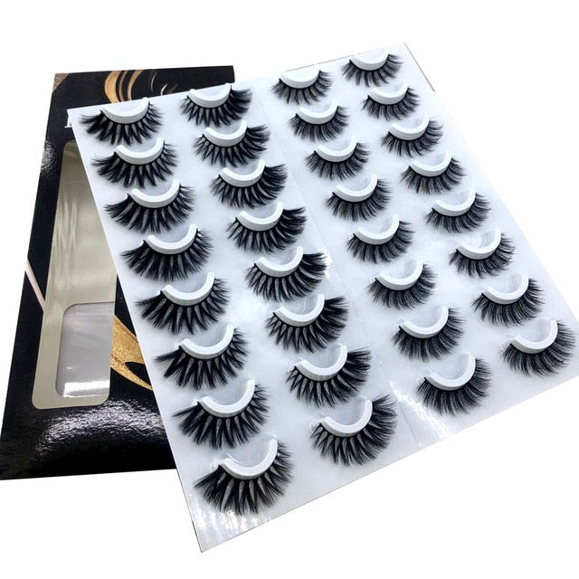 HBZGTLAD 16 Pairs 3D Mink Hair False Eyelashes Natural/Thick Long Eye Lashes Wispy Makeup Beauty Extension Tools