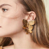 Tocona 15 Style Charming Big Flowers Drop Earrings for Women Butterfly Gold Metal Pearl Stone Leaf Geometric Jewelry Pendiente