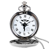 2020 Silver/Bronze Tone Fullmetal Alchemist Pocket Watch Cosplay Edward Elric Anime Design Boys Pendant Necklace Chain Best Gift