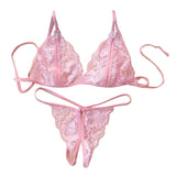 Women Lingerie Underwear Set Sexy Lace Transparent Bra G-String  H9