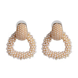 JUJIA za Fashion Boho Crystal Earrings For Women New Rhinestone Statement Pearl Drop Earrings Bijoux Wholesale
