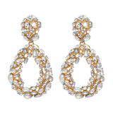 JUJIA za Fashion Boho Crystal Earrings For Women New Rhinestone Statement Pearl Drop Earrings Bijoux Wholesale