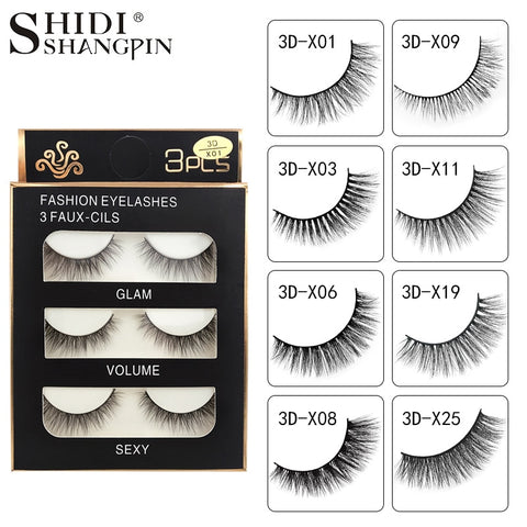 SHIDISHANGPIN 3 pairs mink eyelashes natural false lashes wispy 3d mink lashes makeup false eyelashes eyelash extension lashes