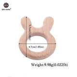 Let's Make 1PC Baby Teether Animal Wood Rings Unicorn Camera Hedgehog Food Grade Wooden Teether Nursing Pendant Teething Toys