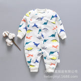 Autumn & Winter Newborn Baby Clothes Dinosaur Print Baby Boy Romper Warm Infant Baby Boy Girl Soft Fleece Jumpsuit Pajamas