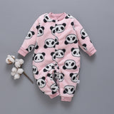 Autumn & Winter Newborn Baby Clothes Dinosaur Print Baby Boy Romper Warm Infant Baby Boy Girl Soft Fleece Jumpsuit Pajamas
