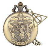 Retro Bronze Hogwarts School H Quartz Pocket Watch Analog Necklace Pendant Chain Women Mens relogio Montres with Gifts Accessory