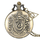 Retro Bronze Hogwarts School H Quartz Pocket Watch Analog Necklace Pendant Chain Women Mens relogio Montres with Gifts Accessory