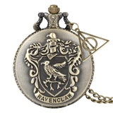 Retro Bronze Hogwarts School H Quartz Pocket Watch Analog Necklace Pendant Chain Women Mens relogio Montres with Gifts Accessory