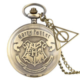Retro Bronze Hogwarts School H Quartz Pocket Watch Analog Necklace Pendant Chain Women Mens relogio Montres with Gifts Accessory