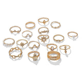 Tocona Boho 17pcs/sets Luxury Clear Crystal Stone wedding Ring Sets for Women Men Water Drop Flowers Sun Geoemtric Jewelry 8920