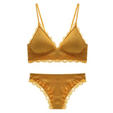TERMEZY High Quality Cotton Underwear Set Sexy Lace Lingerie Romantic Temptation Bra Set Women Stripes Bra and Panties Set