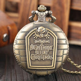 Tim Burton The Nightmare Before Christmas Quartz Pocket Watch Jack Skellington Pendant Retro Bronze Jewelry Fob Necklace Watches