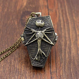 Tim Burton The Nightmare Before Christmas Quartz Pocket Watch Jack Skellington Pendant Retro Bronze Jewelry Fob Necklace Watches