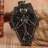 Tim Burton The Nightmare Before Christmas Quartz Pocket Watch Jack Skellington Pendant Retro Bronze Jewelry Fob Necklace Watches
