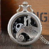 Tim Burton The Nightmare Before Christmas Quartz Pocket Watch Jack Skellington Pendant Retro Bronze Jewelry Fob Necklace Watches