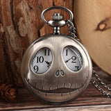 Tim Burton The Nightmare Before Christmas Quartz Pocket Watch Jack Skellington Pendant Retro Bronze Jewelry Fob Necklace Watches