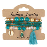 3-4pcs/set Fashion Multilayer Crystal Stone Beads Tassel Charms Bracelets & Bangles Pulseras Mujer Boho Bracelet for Women Gift