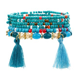 3-4pcs/set Fashion Multilayer Crystal Stone Beads Tassel Charms Bracelets & Bangles Pulseras Mujer Boho Bracelet for Women Gift