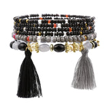 3-4pcs/set Fashion Multilayer Crystal Stone Beads Tassel Charms Bracelets & Bangles Pulseras Mujer Boho Bracelet for Women Gift