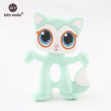 BPA Free Silicone Teethers Food Grade Tiny Rod DIY Teething Necklace Baby Shower Gifts Cartoon Animals Teether Let's Make 1pc