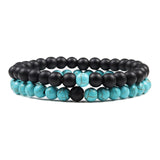 Hot 2pcs/Set Tiger Eye Black Lava Natural Stone Beaded Bracelets Couples Distance Bracelet Energy Elastic Rope Malachite Jewelry
