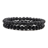 Hot 2pcs/Set Tiger Eye Black Lava Natural Stone Beaded Bracelets Couples Distance Bracelet Energy Elastic Rope Malachite Jewelry
