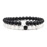 Hot 2pcs/Set Tiger Eye Black Lava Natural Stone Beaded Bracelets Couples Distance Bracelet Energy Elastic Rope Malachite Jewelry