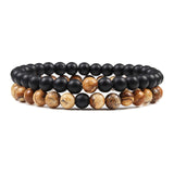 Hot 2pcs/Set Tiger Eye Black Lava Natural Stone Beaded Bracelets Couples Distance Bracelet Energy Elastic Rope Malachite Jewelry