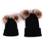 Hot Selling Kids Baby Boy Girl & Mom Winter Knit Warm Soft Beanie Hat Hairball Cap for Adult Children Family Matching Caps Hats