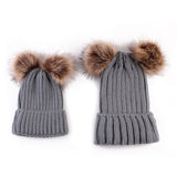 Hot Selling Kids Baby Boy Girl & Mom Winter Knit Warm Soft Beanie Hat Hairball Cap for Adult Children Family Matching Caps Hats