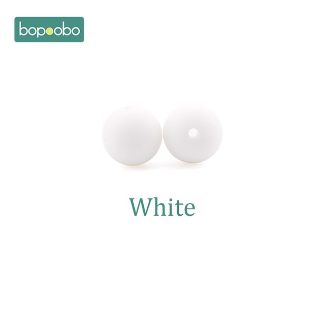 Bopoobo 15mm 10pc Silicone Beads Food Grade Silicone Baby Teething Products Chews Pacifier Chain Clips Beads Baby Teethers