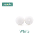 Bopoobo 15mm 10pc Silicone Beads Food Grade Silicone Baby Teething Products Chews Pacifier Chain Clips Beads Baby Teethers