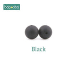 Bopoobo 15mm 10pc Silicone Beads Food Grade Silicone Baby Teething Products Chews Pacifier Chain Clips Beads Baby Teethers