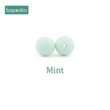 Bopoobo 15mm 10pc Silicone Beads Food Grade Silicone Baby Teething Products Chews Pacifier Chain Clips Beads Baby Teethers