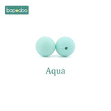 Bopoobo 15mm 10pc Silicone Beads Food Grade Silicone Baby Teething Products Chews Pacifier Chain Clips Beads Baby Teethers
