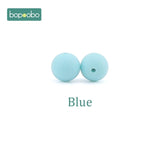 Bopoobo 15mm 10pc Silicone Beads Food Grade Silicone Baby Teething Products Chews Pacifier Chain Clips Beads Baby Teethers