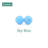 Bopoobo 15mm 10pc Silicone Beads Food Grade Silicone Baby Teething Products Chews Pacifier Chain Clips Beads Baby Teethers