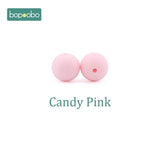 Bopoobo 15mm 10pc Silicone Beads Food Grade Silicone Baby Teething Products Chews Pacifier Chain Clips Beads Baby Teethers