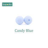 Bopoobo 15mm 10pc Silicone Beads Food Grade Silicone Baby Teething Products Chews Pacifier Chain Clips Beads Baby Teethers