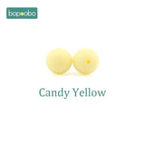 Bopoobo 15mm 10pc Silicone Beads Food Grade Silicone Baby Teething Products Chews Pacifier Chain Clips Beads Baby Teethers