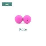 Bopoobo 15mm 10pc Silicone Beads Food Grade Silicone Baby Teething Products Chews Pacifier Chain Clips Beads Baby Teethers