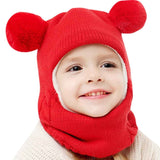 Kids Winter Hats Ears Girls Boys Children Warm Caps Scarf Set Baby Bonnet Enfant Knitted Cute Hat for Girl Boy 1D18