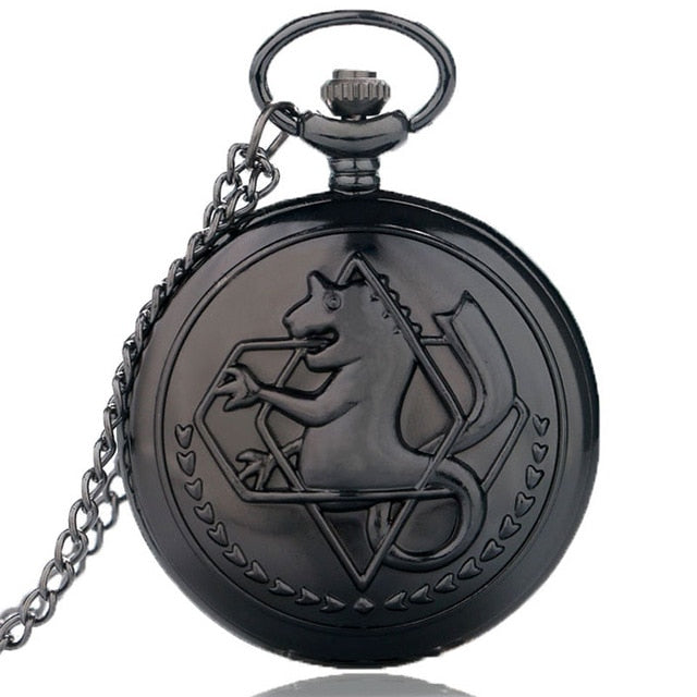 2020 Silver/Bronze Tone Fullmetal Alchemist Pocket Watch Cosplay Edward Elric Anime Design Boys Pendant Necklace Chain Best Gift